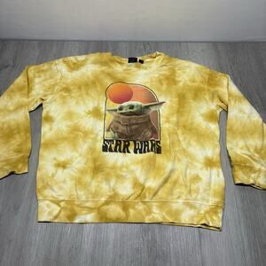 XL Star Wars Baby Yoda Sweatshirt Crew Neck Yellow The Mandalorian Pullover